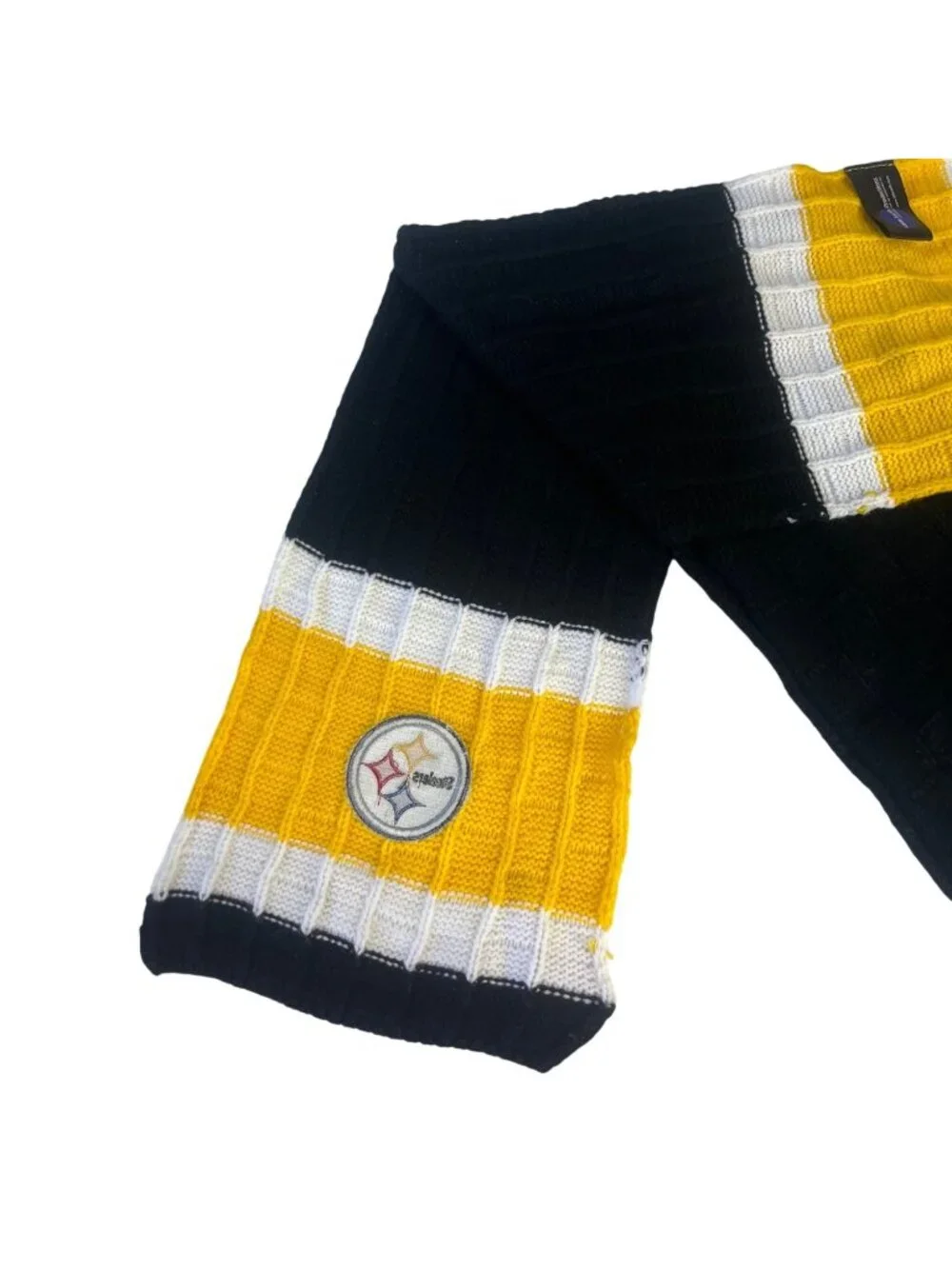 Pittsburgh Steelers Knit Scarf Black Yellow White Logo Patch Fanwear